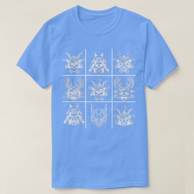 Samurai Japanese Oni Masks Tic Tac Toe  T-Shirt (Design Front)