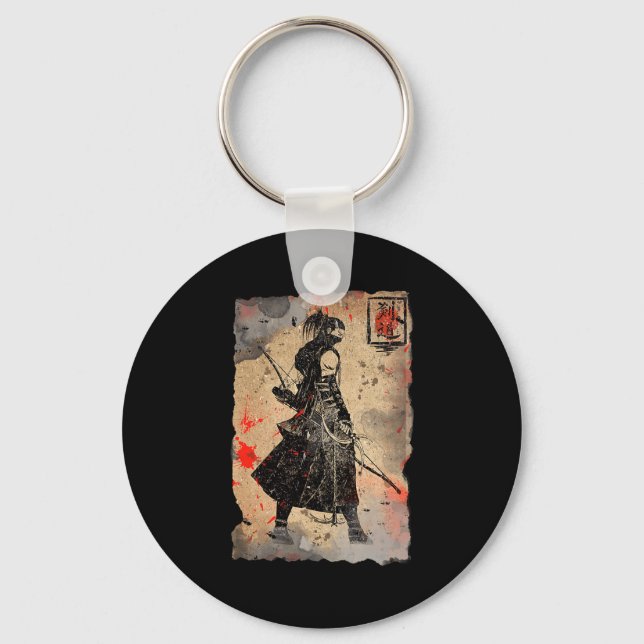 Samurai Japanese Retro Art Print Bushido Premium T Key Ring (Front)