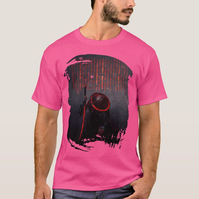 Samurai - Japanese Warrior With Sword  Carved Writ T-Shirt (Front)