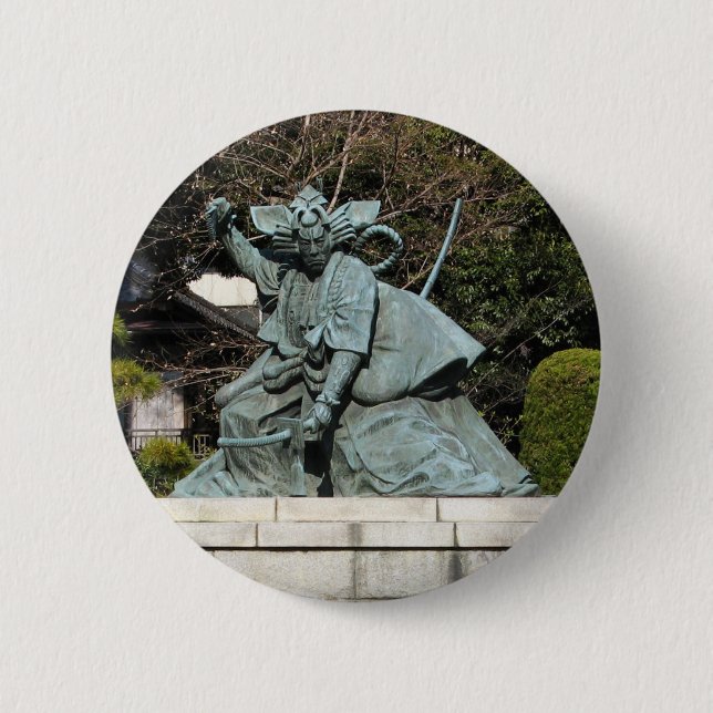 Samurai Kamakura Gongoro Kagemasa Kabuki Statue 6 Cm Round Badge (Front)
