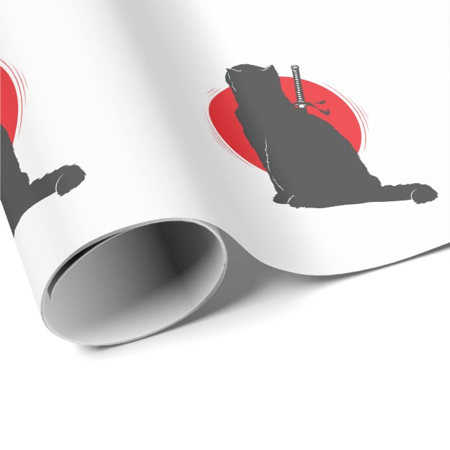 Samurai Katze trägt ihr Schwert Wrapping Paper (Roll Corner)