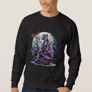 Samurai Lemur Artwork Japanese Art Moon Japanese W Sweatshirt