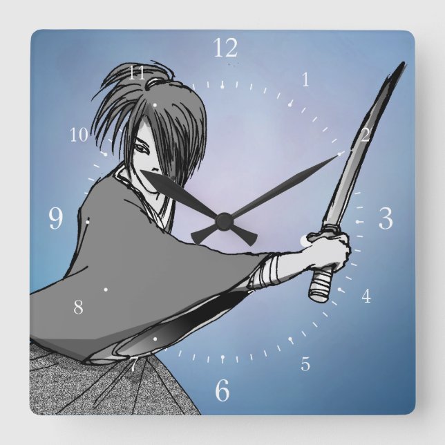 SAMURAI manga japan Square Wall Clock (Front)