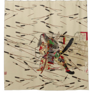 SAMURAI MASATSURA IS FIGHTING IN SHOWER OF ARROWS SHOWER CURTAIN