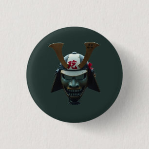 Samurai mask 3 cm round badge
