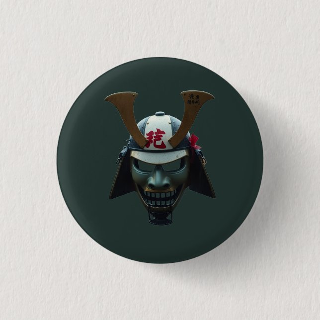 Samurai mask 3 cm round badge (Front)