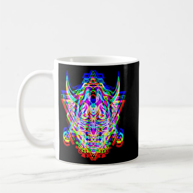Samurai Mask Anime Demon Bushido Warrior Aesthetic Coffee Mug (Left)