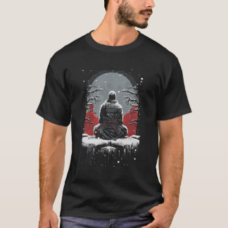 Samurai Meditation Prayer Winter Vibe Japan Aesthe T-Shirt