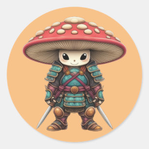 Samurai Mushroom Classic Round Sticker