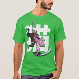 Samurai Ninja Sphyn Cat Kawaii Tattoo Graphic T-Shirt