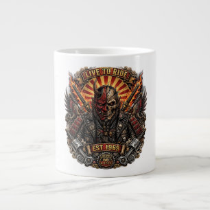 Samurai Oni Biker,Live To Ride Est 1969 Route 66 Large Coffee Mug