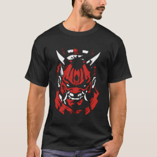 Samurai Oni Mask Anime Red White Kanji Aka To Shir T-Shirt