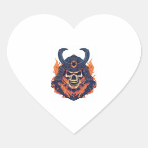 Samurai Oni Skull Heart Sticker
