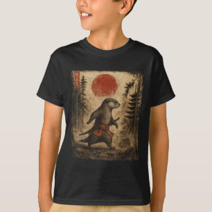 Samurai Otter Japanese Vintage Funny Gifts Graphic T-Shirt