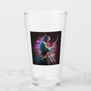 Samurai Painting Glass Tumbler 