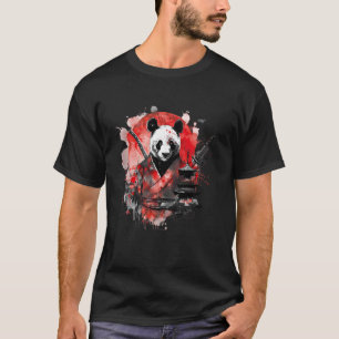 Samurai Panda Bear Watercolor Artwork Japanese Sam T-Shirt