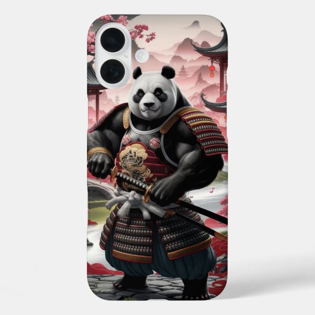 Samurai Panda in Traditional Chinese Landscape Case-Mate iPhone Case (Back)