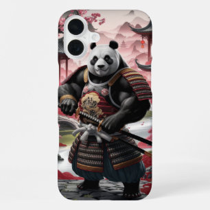 Samurai Panda in Traditional Chinese Landscape iPhone 16 Plus Case