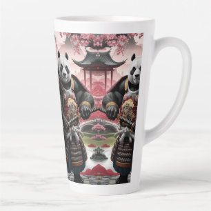 Samurai Panda in Traditional Chinese Landscape Latte Mug