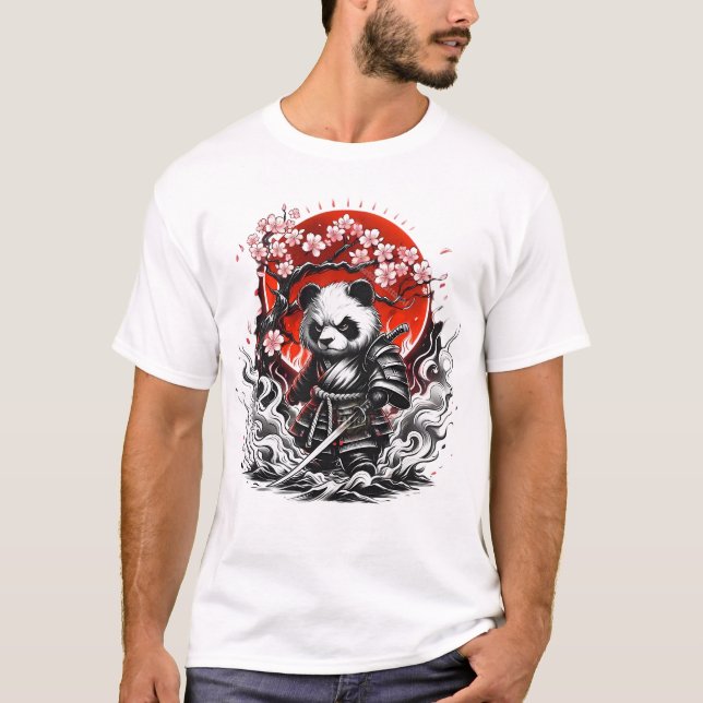 Samurai Panda: The Blossoming Warrior T-Shirt (Front)