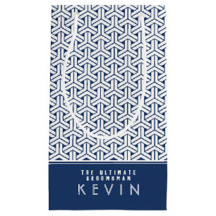 Samurai Pattern Personalised Groomsman   Small Gift Bag