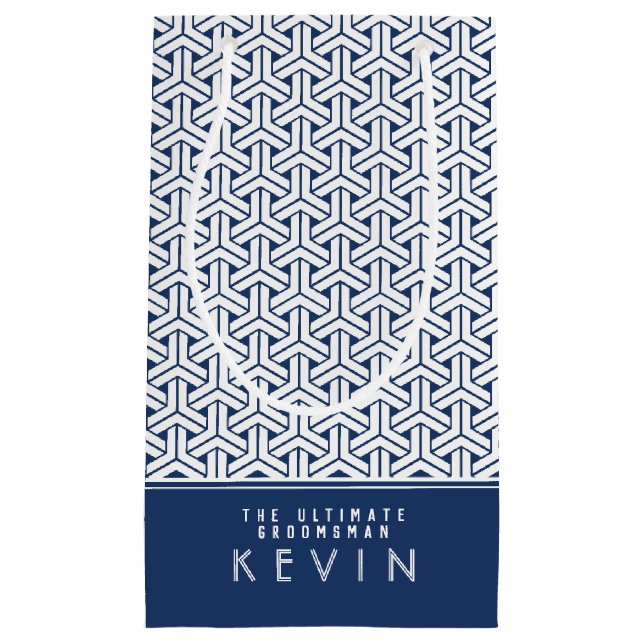 Samurai Pattern Personalised Groomsman|  Small Gift Bag (Front)