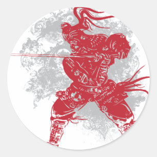 Samurai Pose Classic Round Sticker