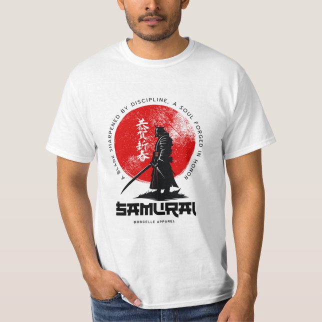 Samurai Print Cotton T-Shirt – Bold & Stylish  (Front)