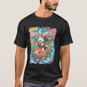 Samurai Rabbit Riding Koi Easter Egg Hunt T-Shirt