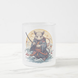 Samurai Rat  Frosted Glass Coffee Mug