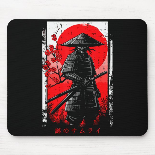 Samurai Red Sun Cherry Blossoms Japanese Art Men W Mouse Mat (Front)