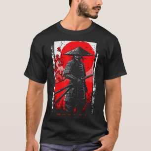 Samurai Red Sun Cherry Blossoms Japanese Art Men W T-Shirt