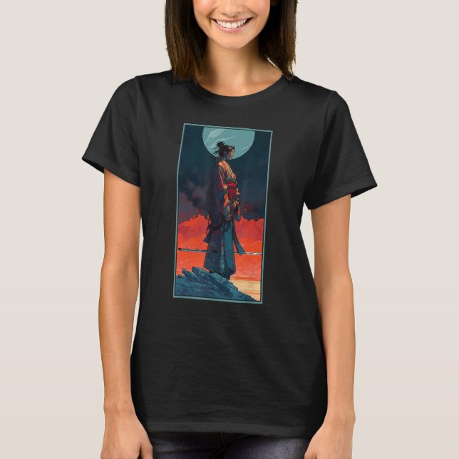Samurai Retro Japanese Warrior Print Art Japan Gra T-Shirt (Front)