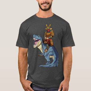 Samurai Riding T-Rex Dinosaur Japanese Medieval Ro T-Shirt