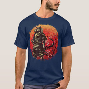 Samurai Sakura Japanese Culture Warrior Retro Sun  T-Shirt