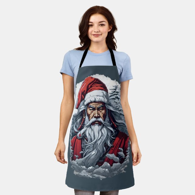 Samurai Santa Warrior Christmas Art Gift  Apron (Worn)