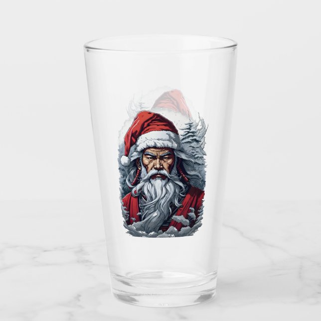 Samurai Santa Warrior Christmas Art Gift  Glass (Front)