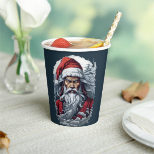 Samurai Santa Warrior Christmas Art Gift Paper Cups