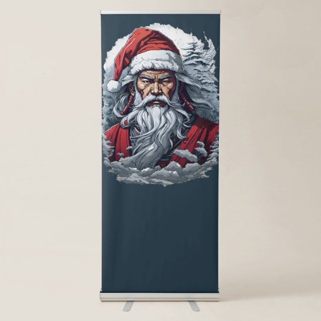 Samurai Santa Warrior Christmas Art Gift  Retractable Banner (Front)