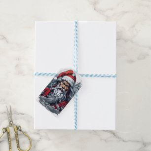 Samurai Santa Warrior Christmas Art Gift  Tags