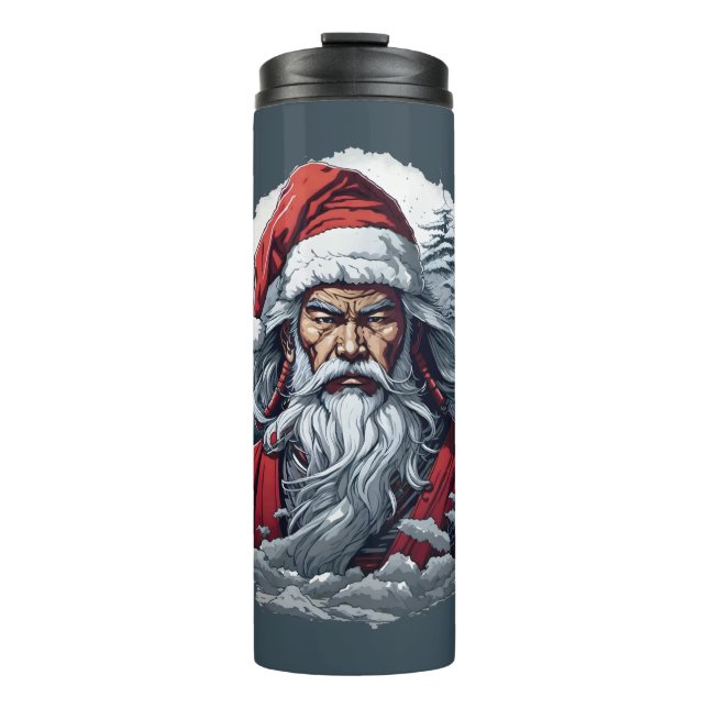 Samurai Santa Warrior Christmas Art Gift  Thermal Tumbler (Front)