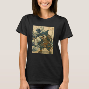 Samurai Shark Warrior Retro Japanese Great Wave Ka T-Shirt