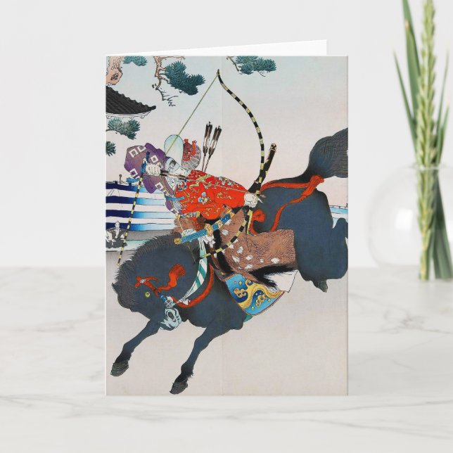 Samurai Shooting a Bow, Ukiyo-e Card (Front)