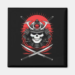Samurai Skull Rising Sun Warrior Art Magnet