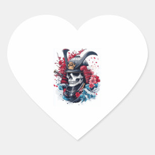 Samurai Skull Warrior Heart Sticker