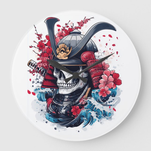 Samurai Skull Warrior Large Clock (Front)