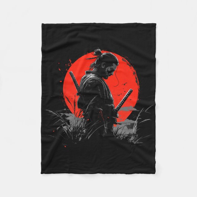 Samurai Spirit Graphic Modern Warrior's  Fleece Blanket (Front)