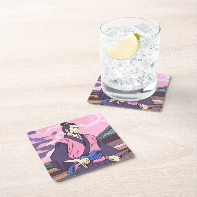 samurai square paper coaster (Insitu)