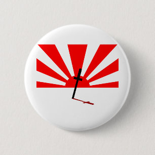 Samurai sunset 6 cm round badge