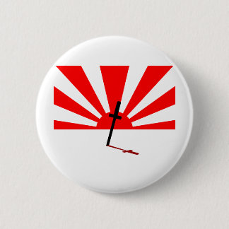 Samurai sunset 6 cm round badge